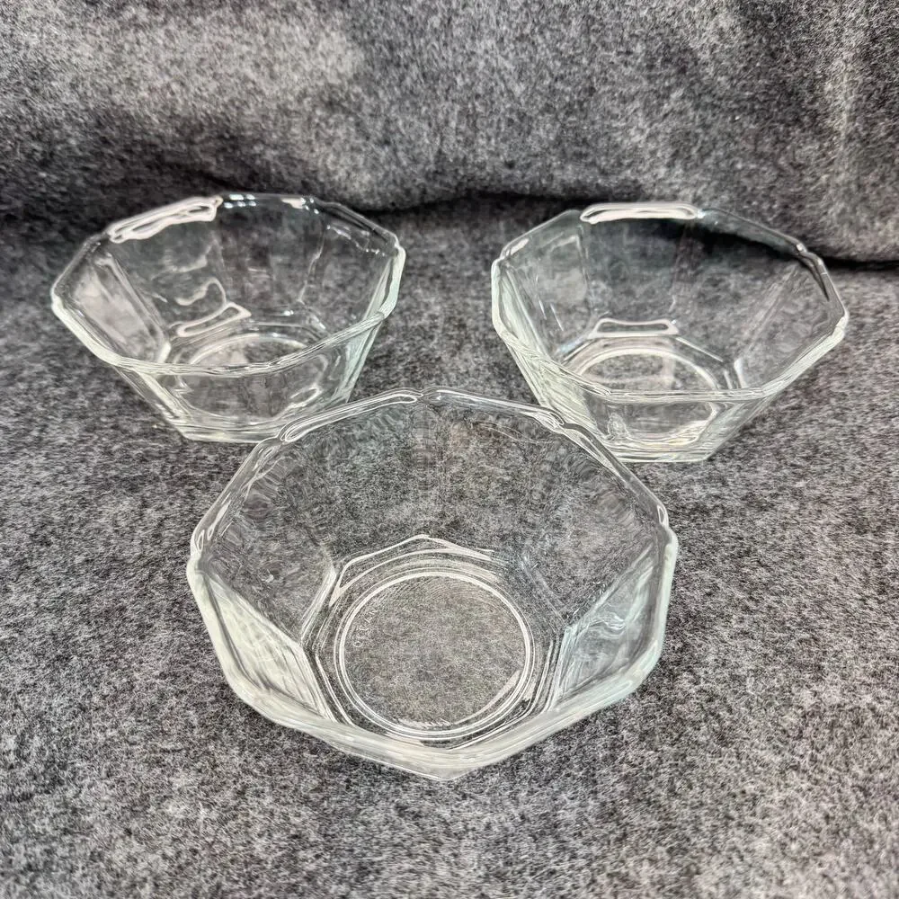 Hoya Contemporary Collection Ocean Glassware Octagon Dessert Berry Bowls MCM VTG